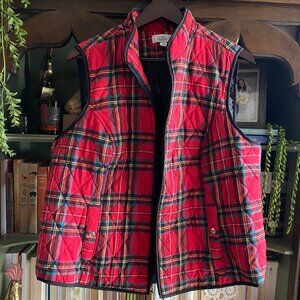 Croft & Barrow Red Plaid Quilted Puffer Vest | Zip Front | Size XXL